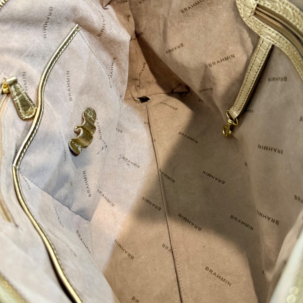 Brahmin Gold Leather Tote Bag - Picture 12 of 12